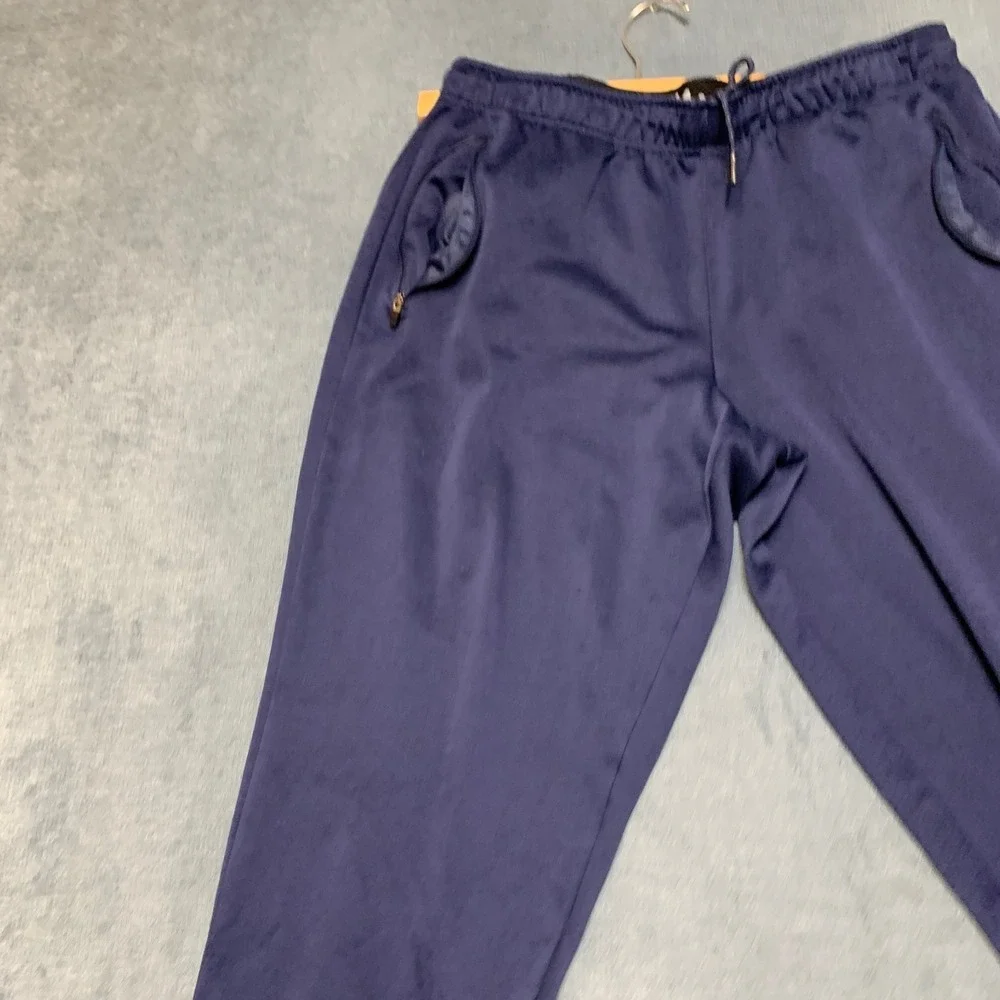 Eddie Bauer Ankle Jogger Pants Mens L Navy Tapered Leg Drawstring Zip Pockets